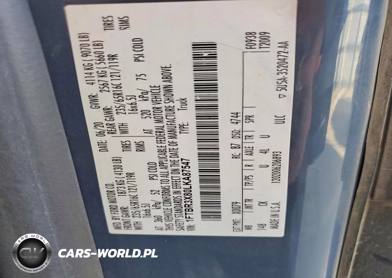 2020 Ford Transit 250 Delivery Van VIN:1FTBR3X80LKA87547 - 12