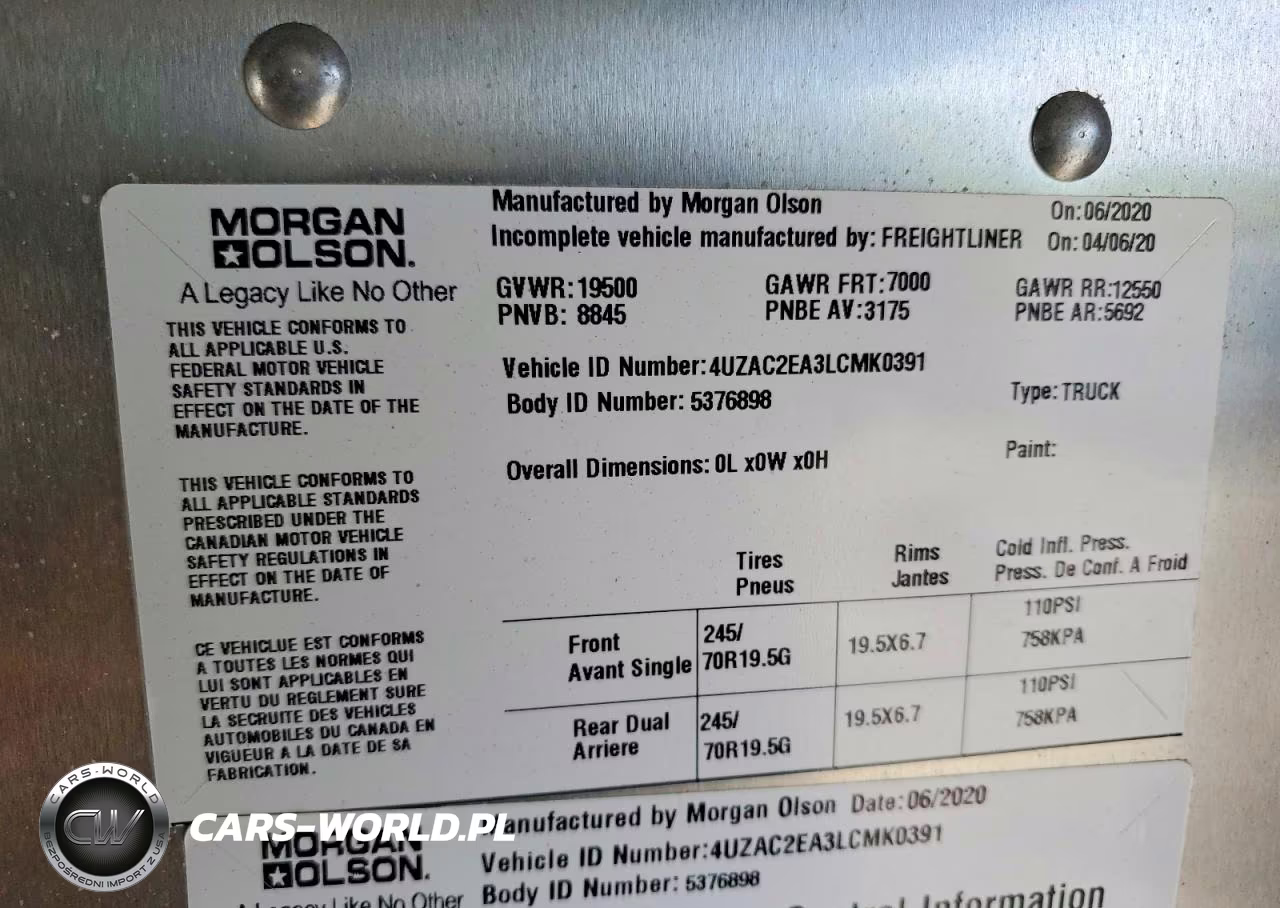 2020 Freightliner Mt45G Chassis Delivery Truck VIN:4UZAC2EA3LCMK0391 - 13
