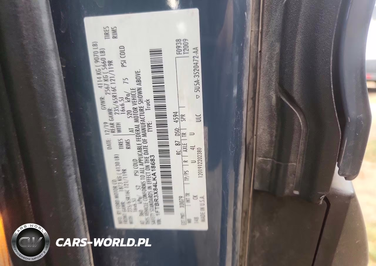 2020 Ford Transit 250 Delivery Van VIN:1FTBR3X84LKA18683 - 13