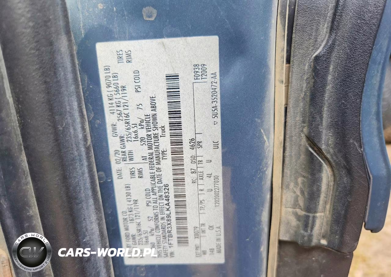2020 Ford Transit T-250 Delivery Van VIN:1FTBR3X89LKA48326 - 13