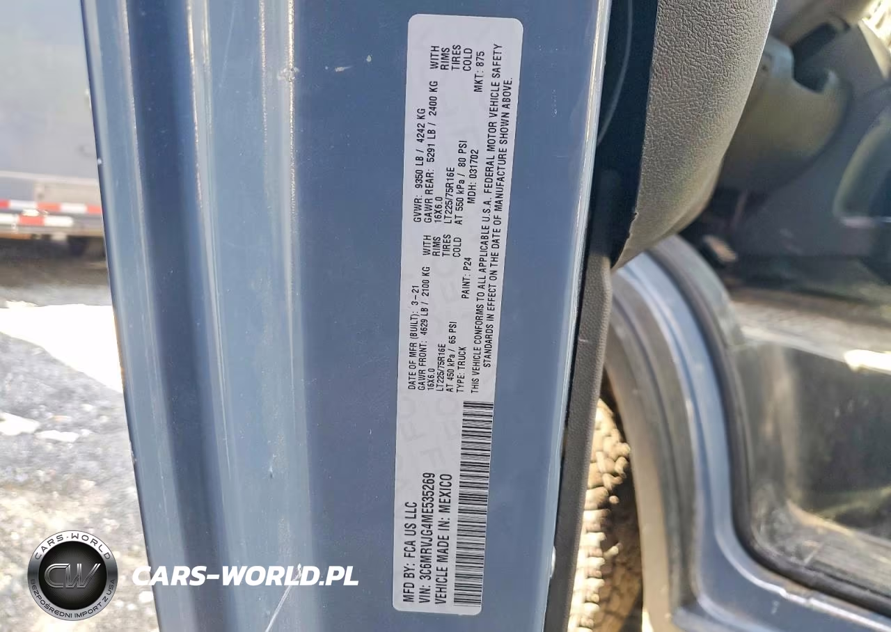 2021 Ram Promaster 3500 Delivery Van VIN:3C6MRVJG4ME535269 - 13