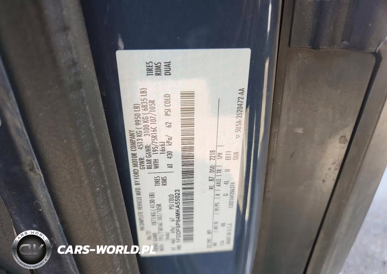 2021 Ford Transit Delivery Truck VIN:1FDDF6P84MKA55023 - 12