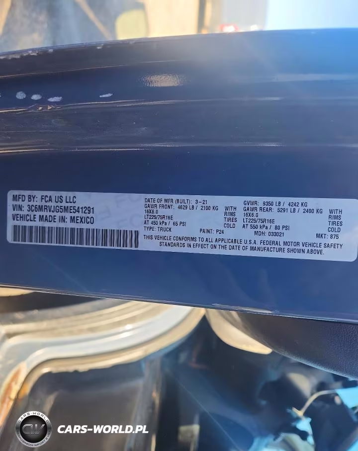 2021 Ram Promaster 3500 Delivery Van VIN:3C6MRVJG5ME541291 - 12