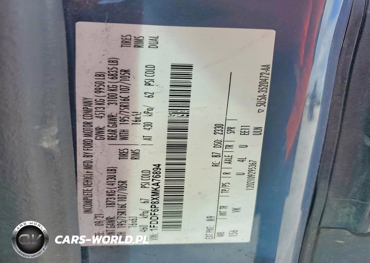 2021 Ford Transit Delivery Truck VIN:1FDDF6P8XMKA76894 - 13