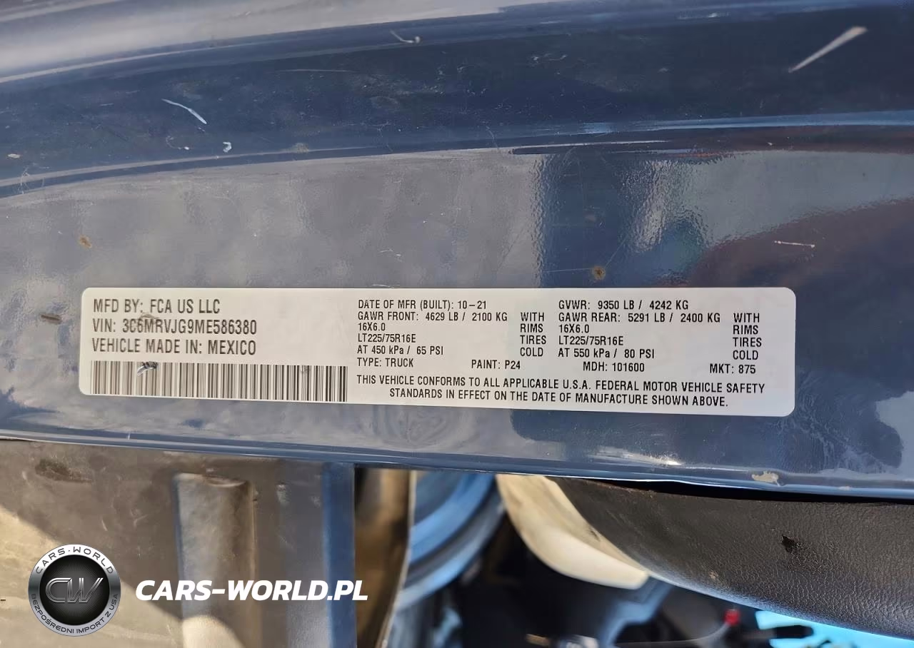 2021 Ram Promaster 3500 Delivery Van VIN:3C6MRVJG9ME586380 - 13