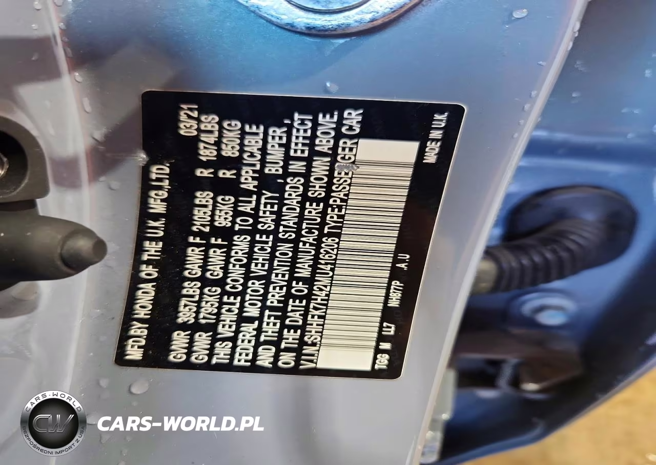 2021 Honda Civic Sport VIN:SHHFK7H42MU416206 - 13