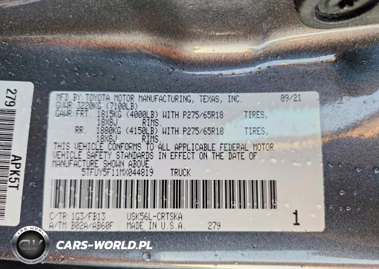 2021 Toyota Tundra Sr5 VIN:5TFUY5F11MX044819 - 12