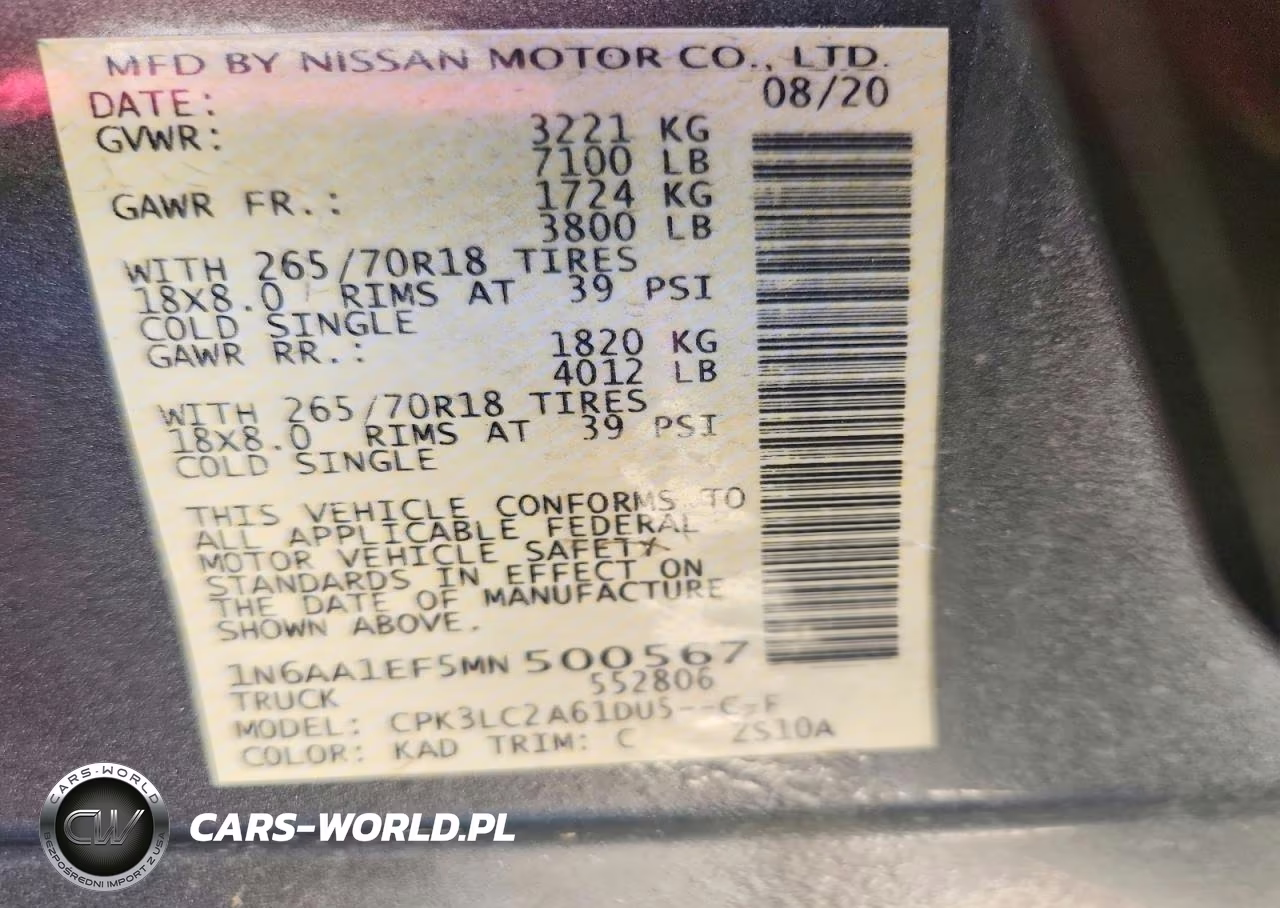2021 Nissan Titan Sv VIN:1N6AA1EF5MN500567 - 12