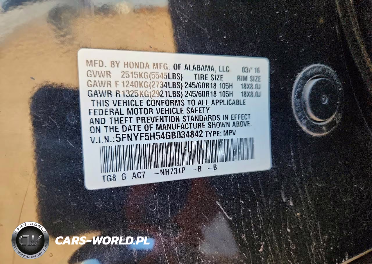 2016 Honda Pilot Exl VIN:5FNYF5H54GB034842 - 13