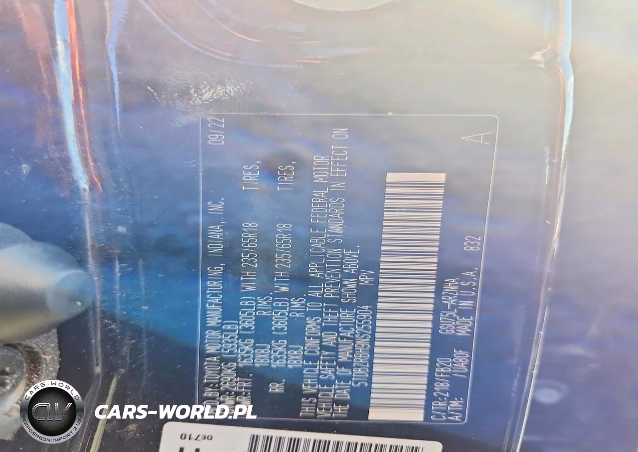 2022 Toyota Highlander Le VIN:5TDBZRBH9NS255904 - 13