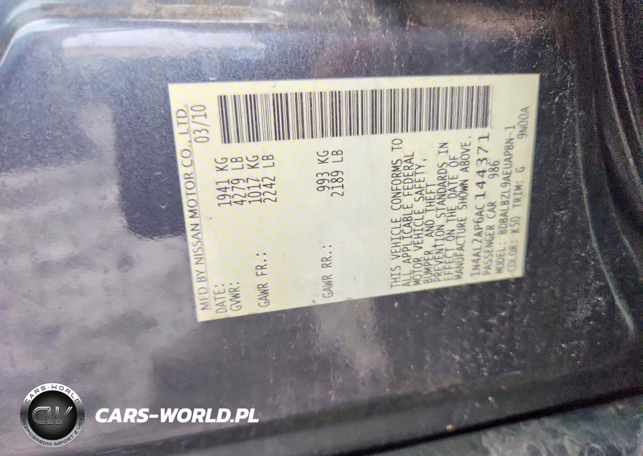 2010 Nissan Altima 2.5 VIN:1N4AL2AP6AC144371 - 12