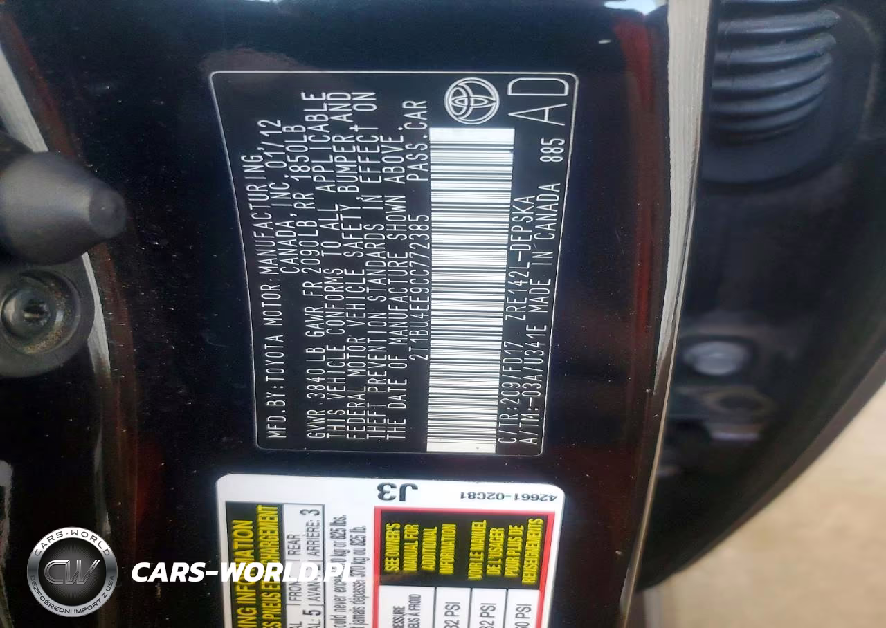 2012 Toyota Corolla S VIN:2T1BU4EE9CC772385 - 12