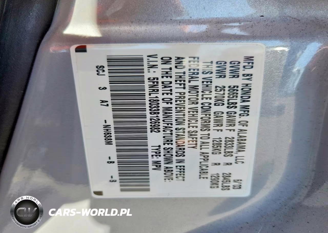 2003 Honda Odyssey Exl VIN:5FNRL18033B126982 - 13