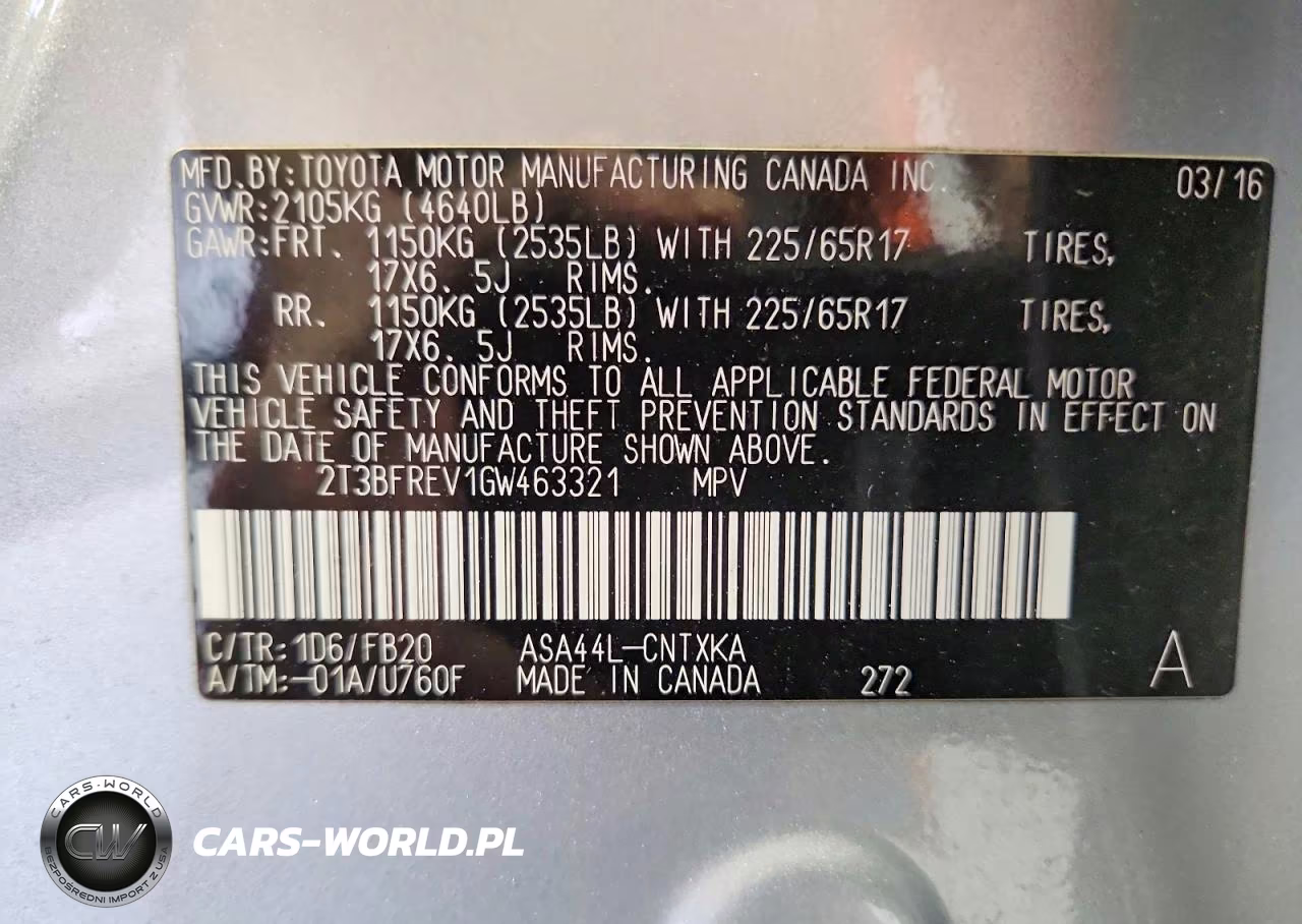 2016 Toyota Rav4 Le VIN:2T3BFREV1GW463321 - 13