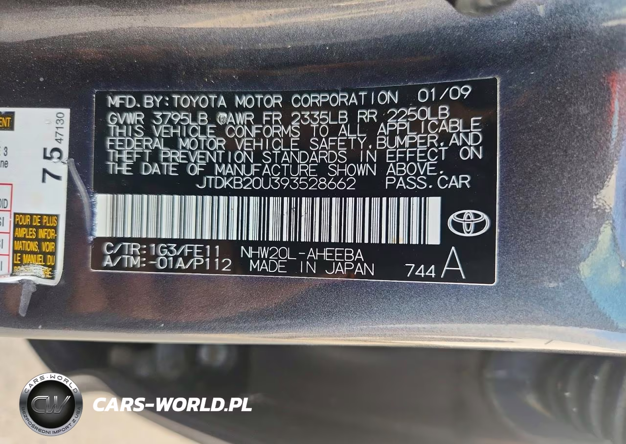 2009 Toyota Prius Base VIN:JTDKB20U393528662 - 12