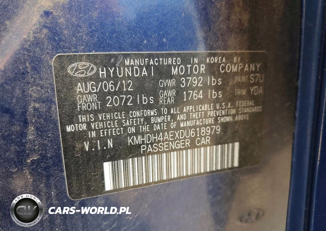 2013 Hyundai Elantra VIN:KMHDH4AEXDU618979 - 12