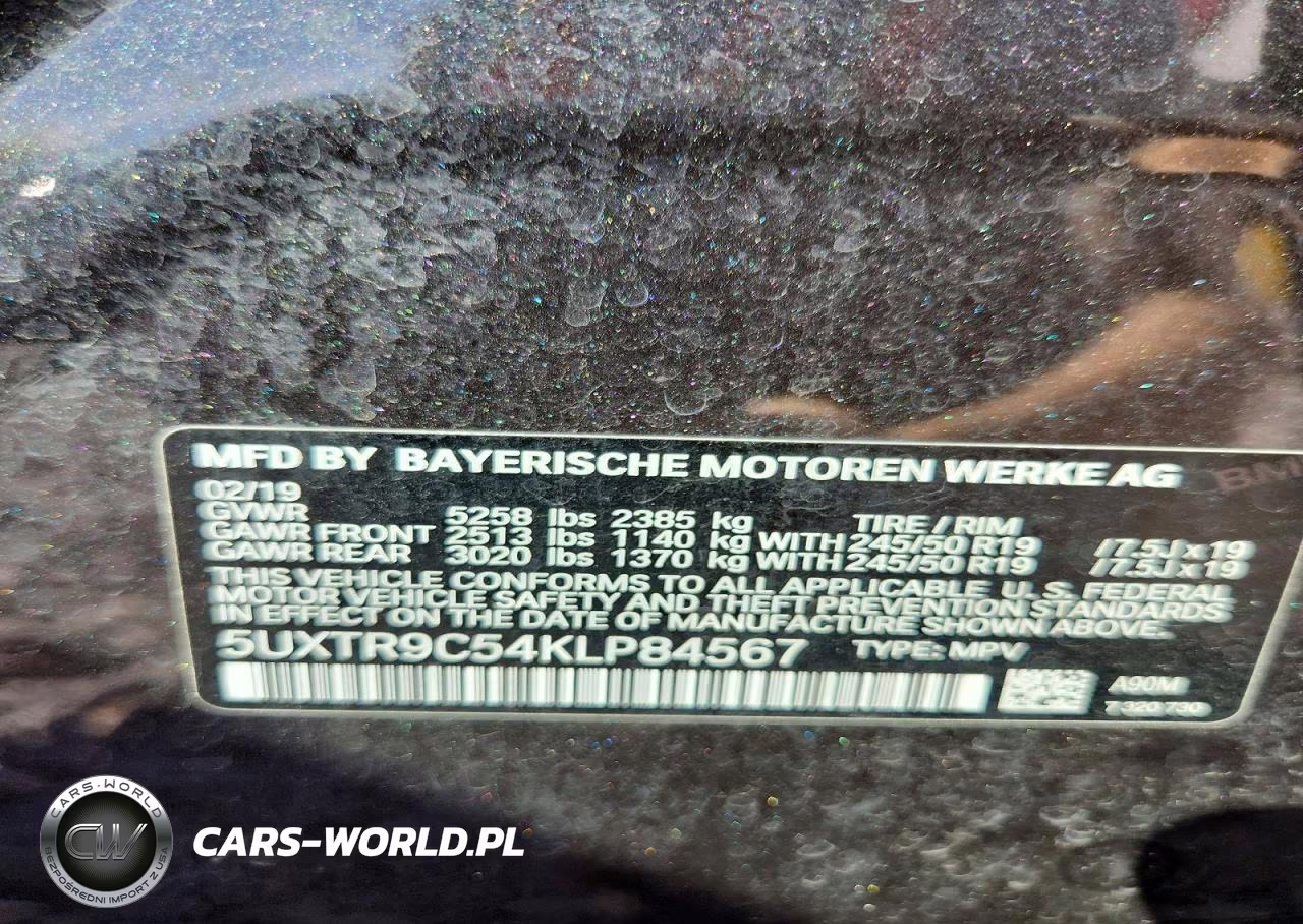 2019 BMW X3 xDrive30I VIN:5UXTR9C54KLP84567 - 12