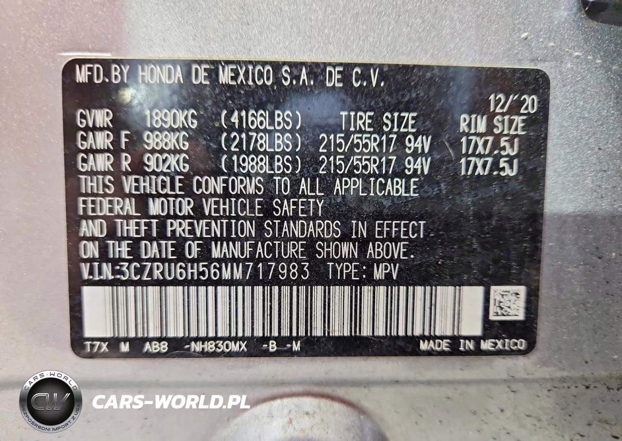 2021 Honda Hr-V Ex VIN:3CZRU6H56MM717983 - 13