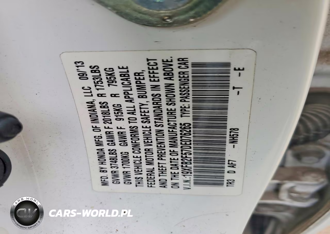 2013 Honda Civic Lx VIN:19XFB2F57DE076265 - 12