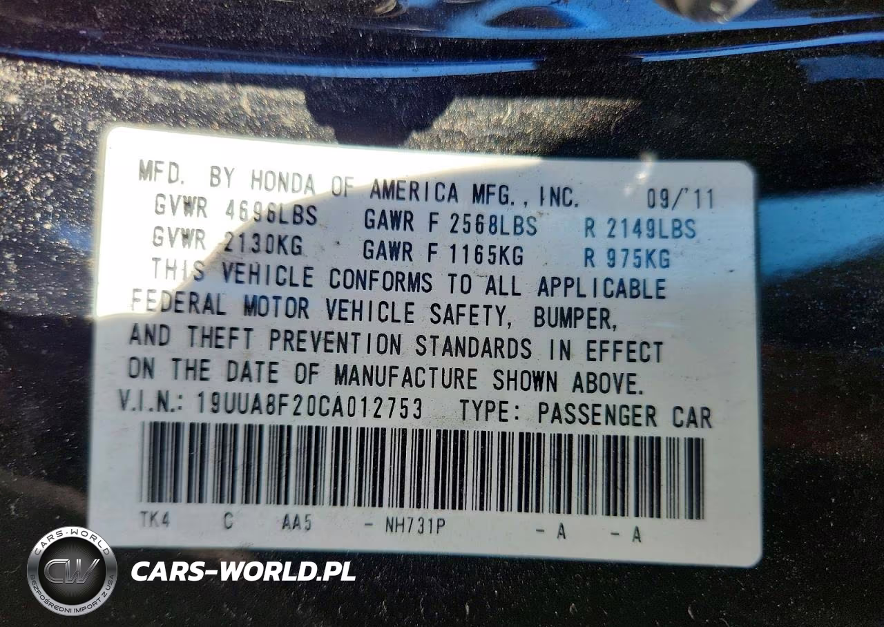 2012 Acura 2.5Tl VIN:19UUA8F20CA012753 - 12