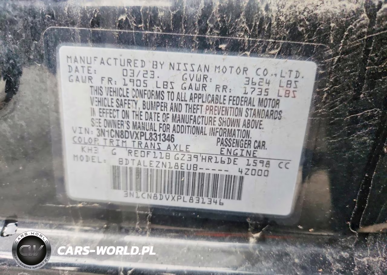 2023 Nissan Versa S VIN:3N1CN8DVXPL831346 - 12