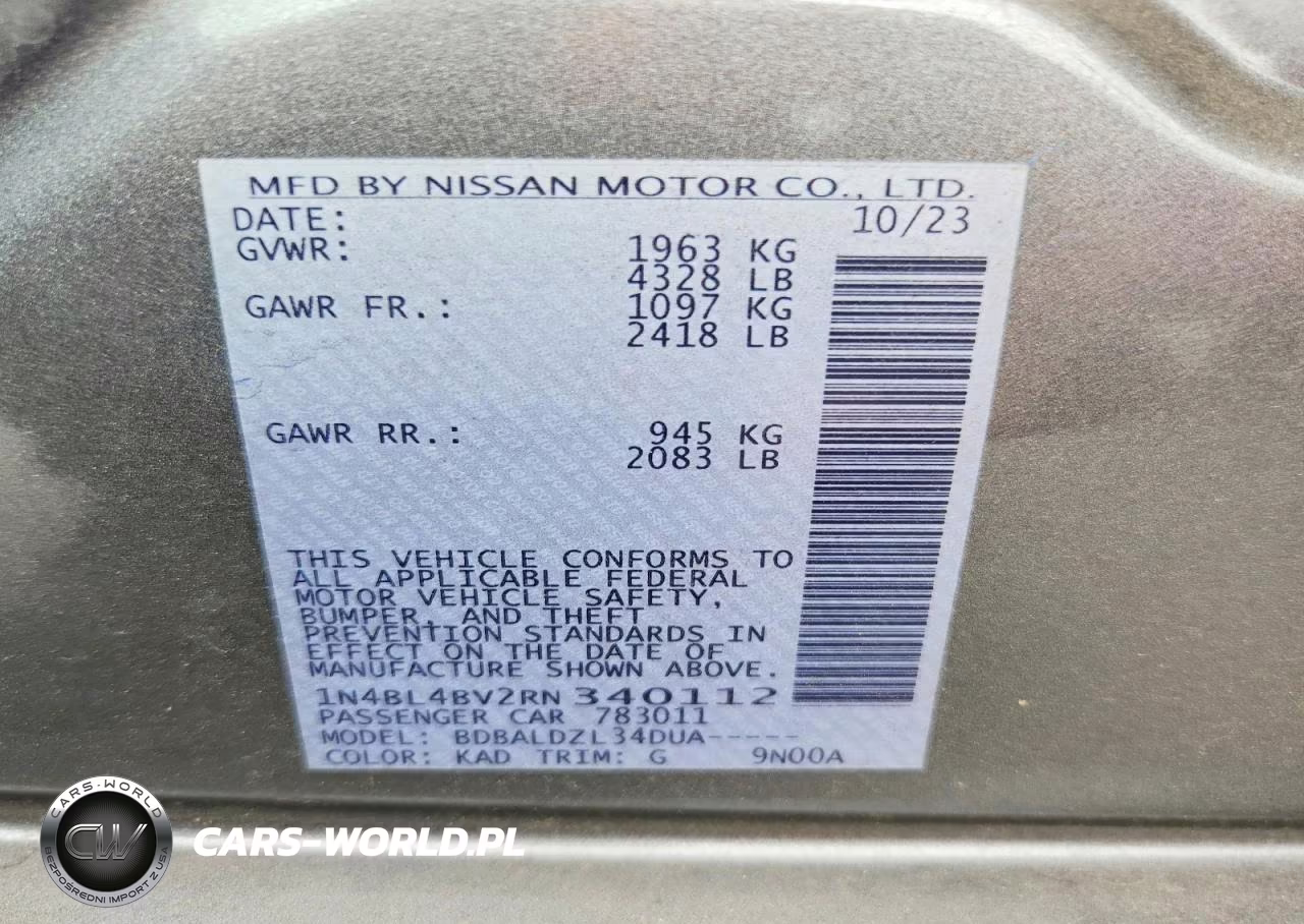 2024 Nissan Altima S VIN:1N4BL4BV2RN340112 - 12