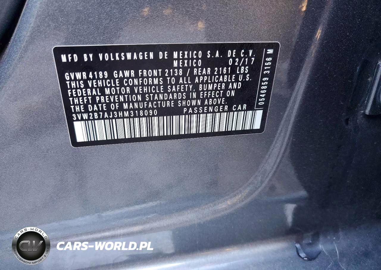 2017 Volkswagen Jetta S VIN:3VW2B7AJ3HM318090 - 12