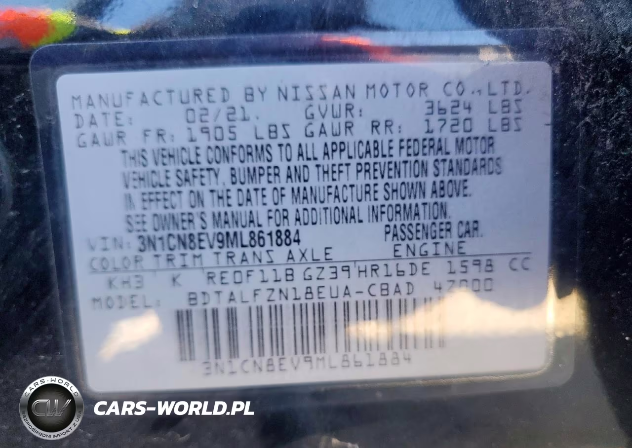 2021 Nissan Versa Sv Xtronic Cvt VIN:3N1CN8EV9ML861884 - 12