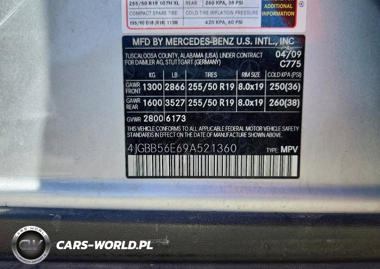 2009 Mercedes-Benz Ml 350 VIN:4JGBB56E69A521360 - 13