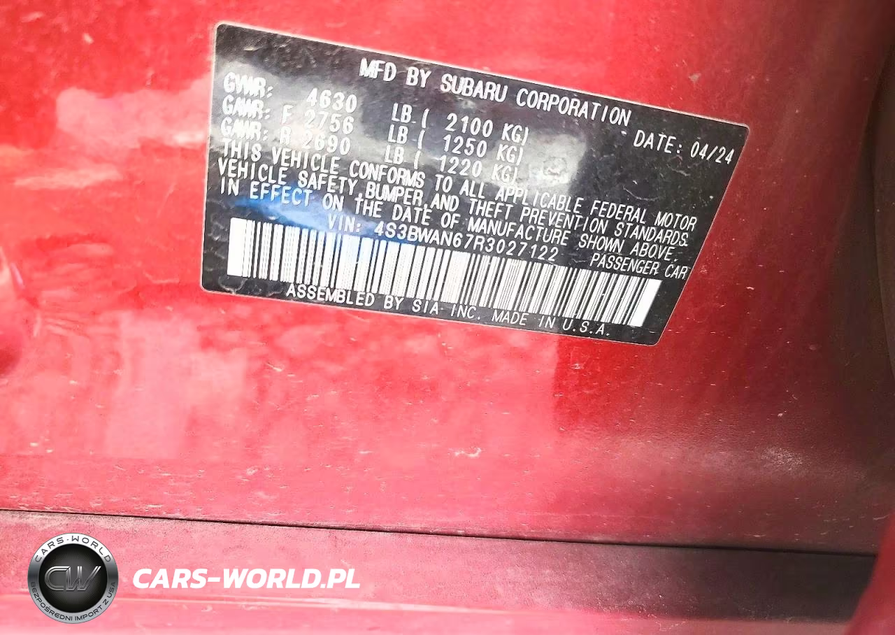 2024 Subaru Legacy Limited VIN:4S3BWAN67R3027122 - 13