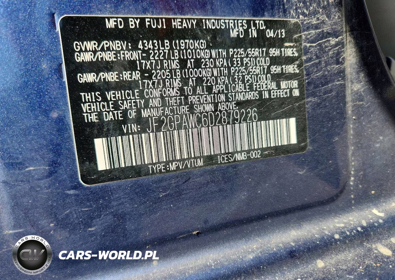 2013 Subaru Xv Crosstrek 2.0 Premium VIN:JF2GPAWC6D2879226 - 13