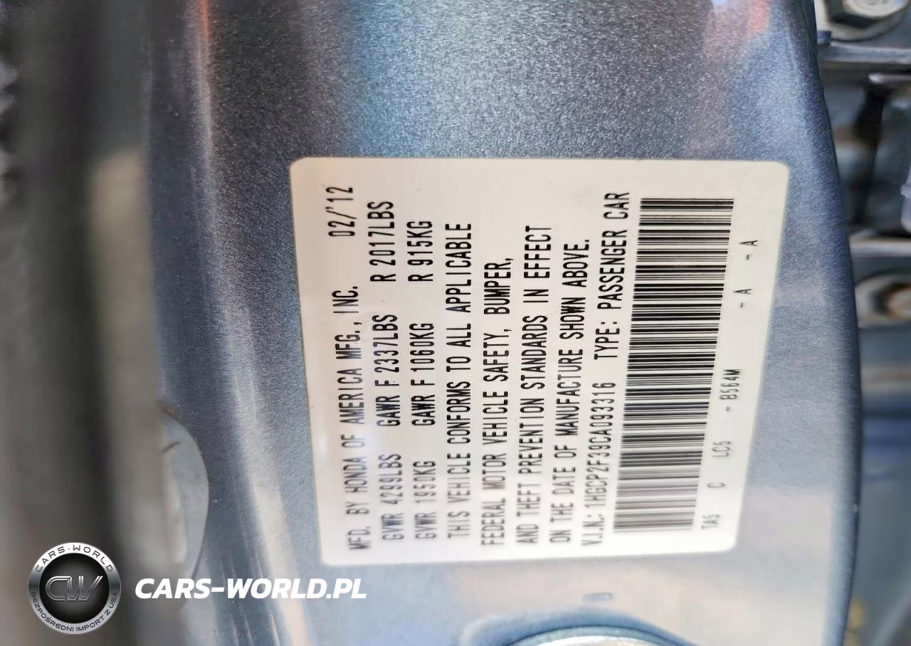 2012 Honda Accord Lx VIN:1HGCP2F39CA093316 - 13