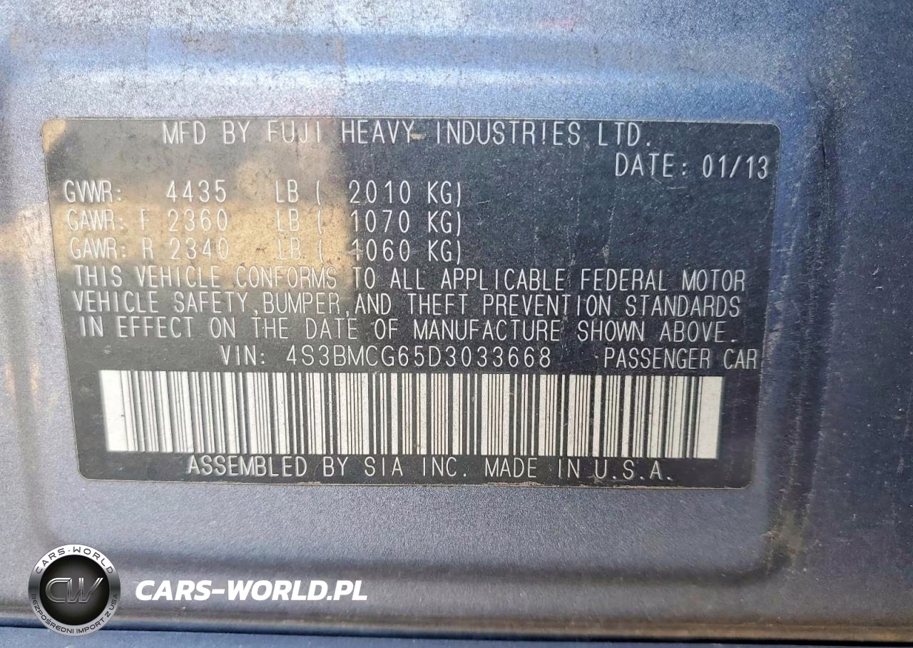 2013 Subaru Legacy 2.5I Premium VIN:4S3BMCG65D3033668 - 12