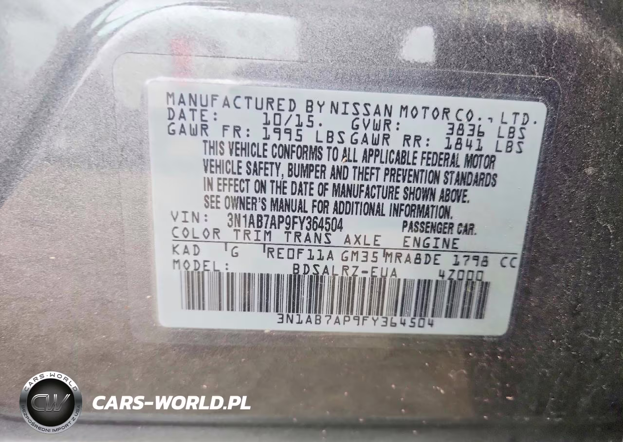 2015 Nissan Sentra Sr VIN:3N1AB7AP9FY364504 - 13