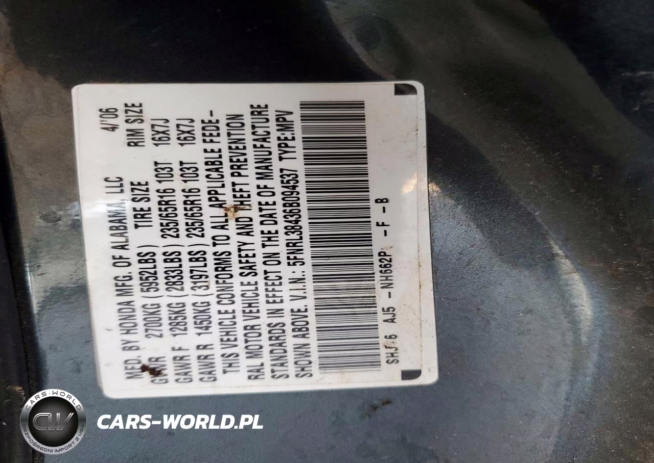 2006 Honda Odyssey Ex VIN:5FNRL38436B094537 - 13