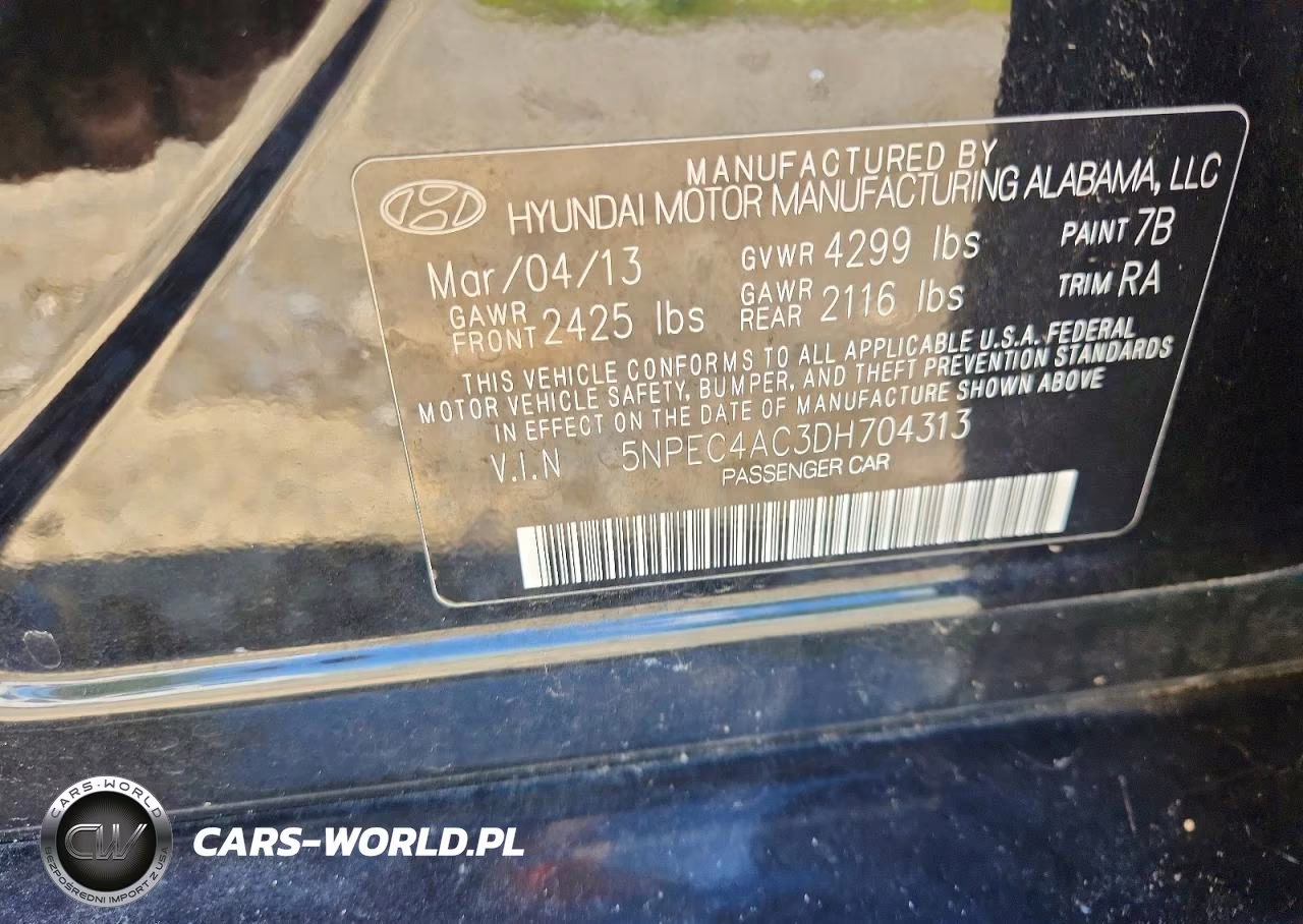 2013 Hyundai Sonata Limited VIN:5NPEC4AC3DH704313 - 12