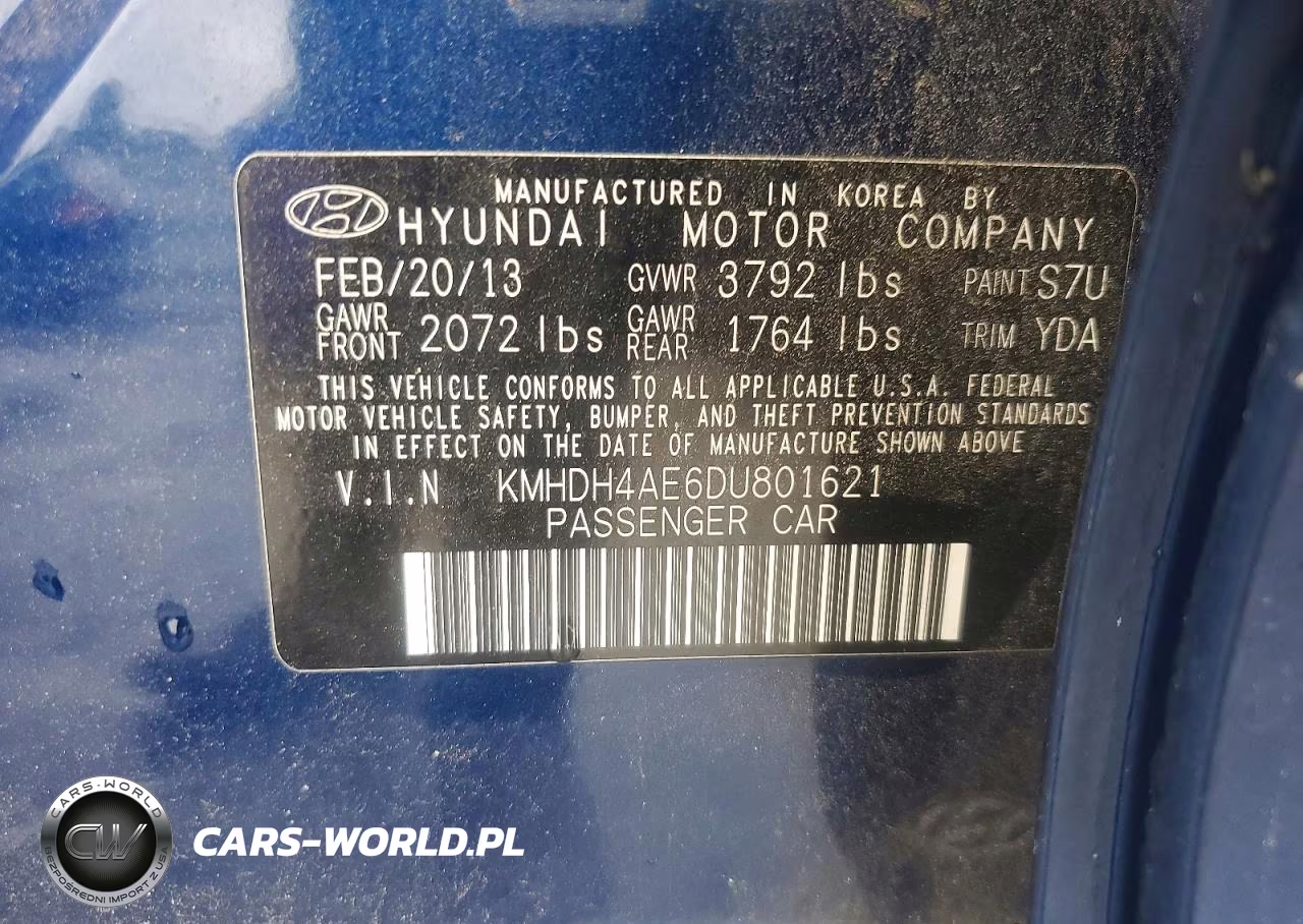 2013 Hyundai Elantra Gls VIN:KMHDH4AE6DU801621 - 12