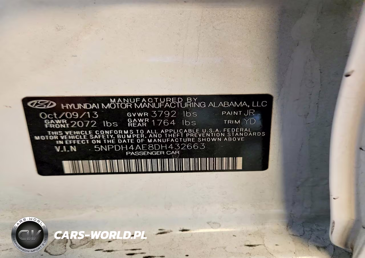 2013 Hyundai Elantra Gls VIN:5NPDH4AE8DH432663 - 12