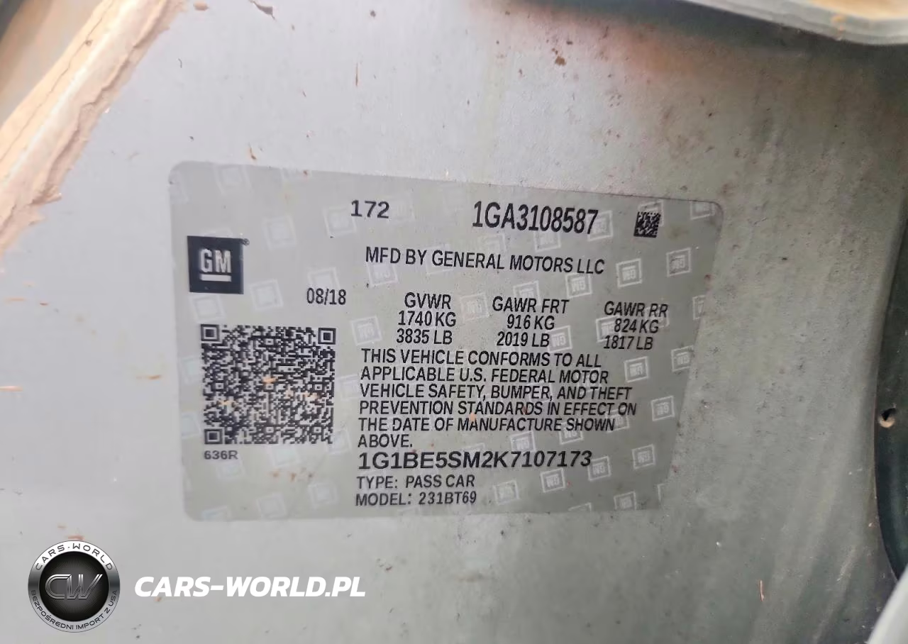 2019 Chevrolet Cruze Lt VIN:1G1BE5SM2K7107173 - 12