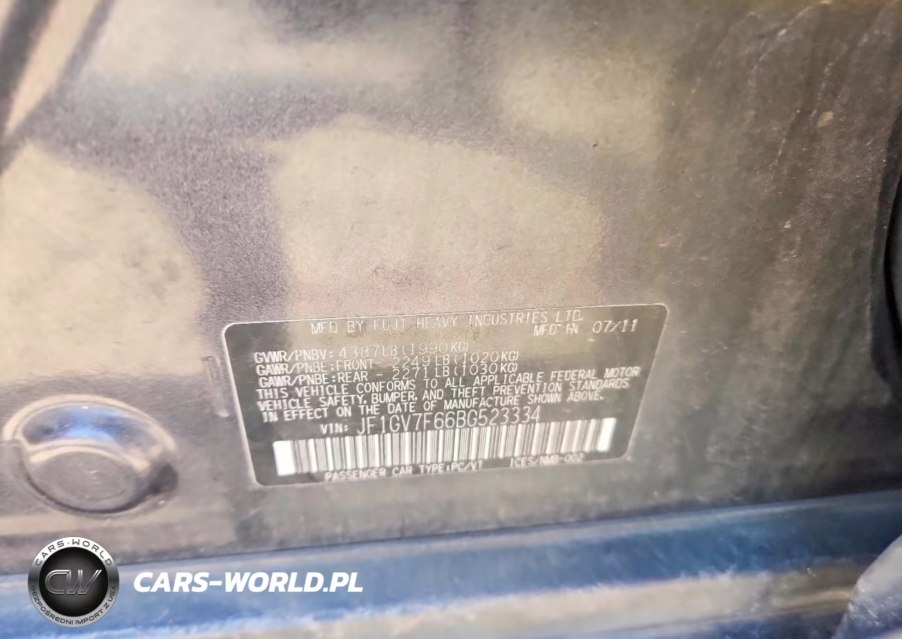 2011 Subaru Impreza Wrx VIN:JF1GV7F66BG523334 - 12