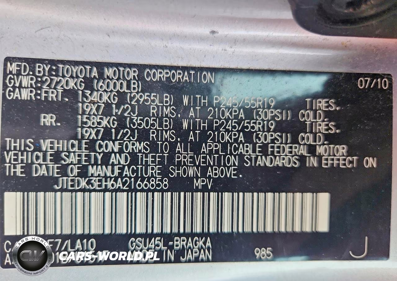 2010 Toyota Highlander Limited VIN:JTEDK3EH6A2166858 - 12