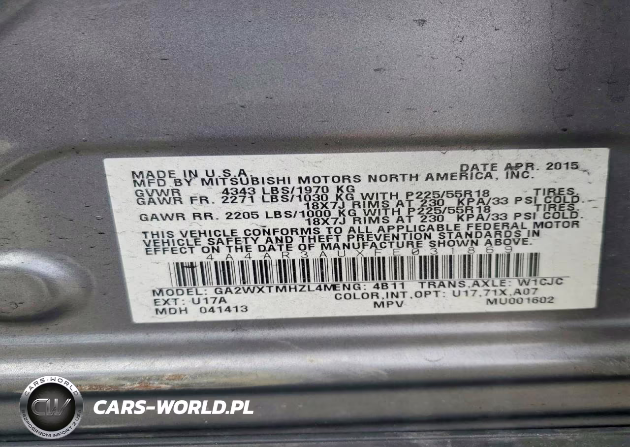 2015 Mitsubishi Outlander Sport Es VIN:4A4AR3AUXFE031869 - 13