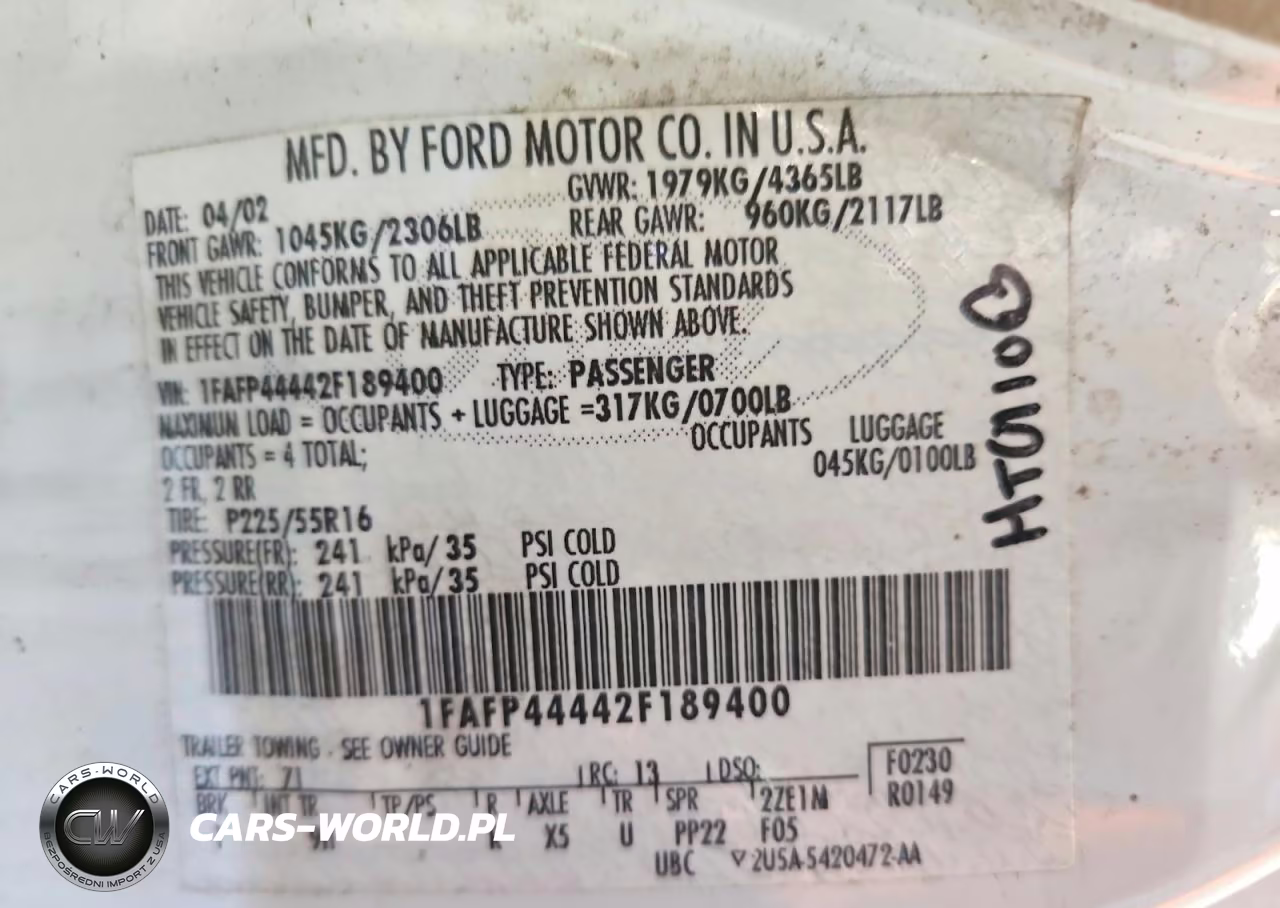 2002 Ford Mustang VIN:1FAFP44442F189400 - 12