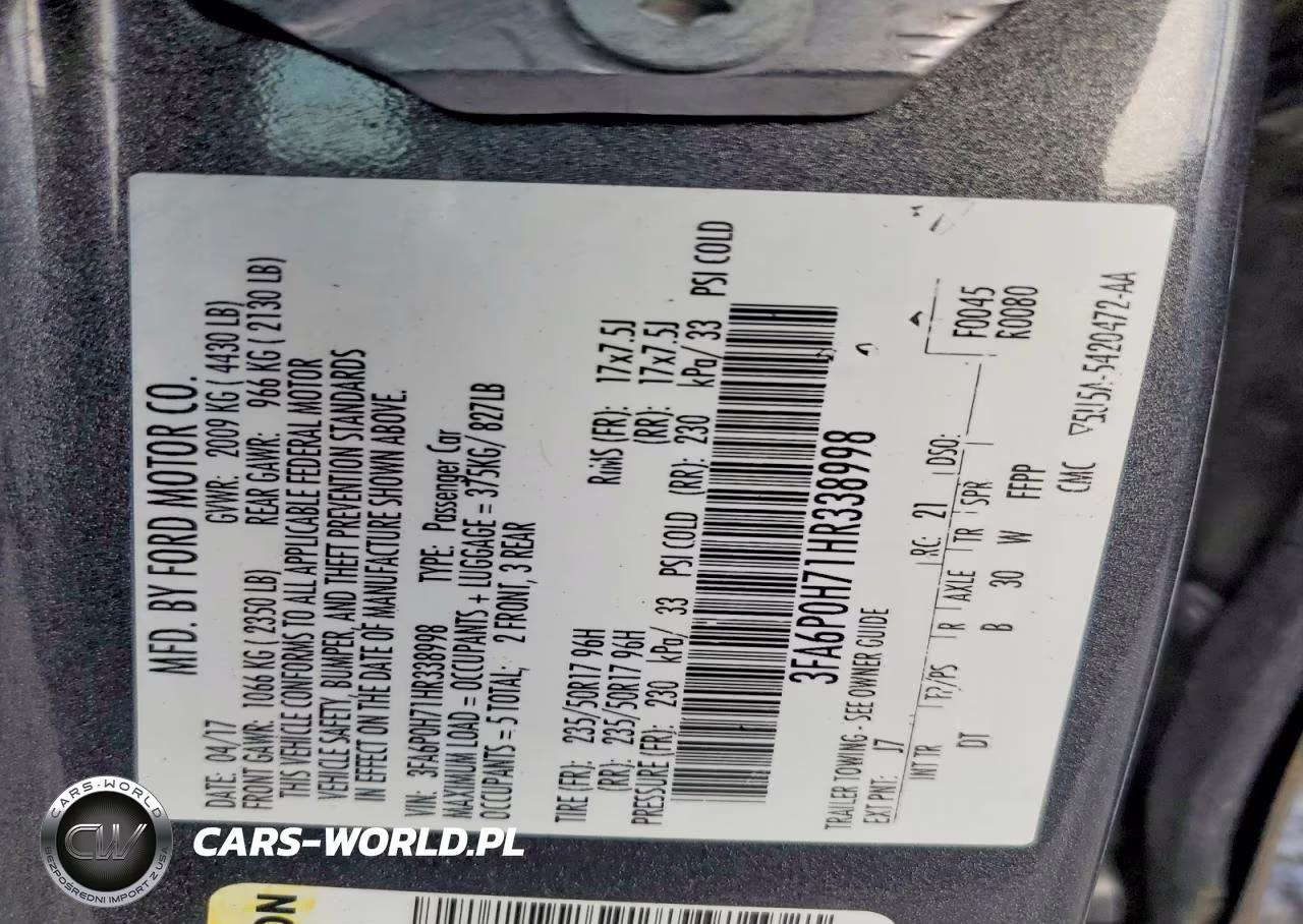 2017 Ford Fusion Se VIN:3FA6P0H71HR338998 - 12