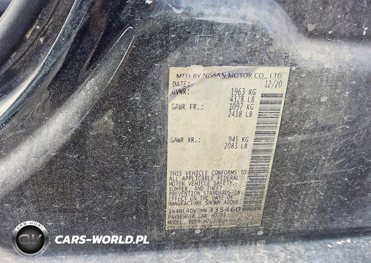 2021 Nissan Altima Sv VIN:1N4BL4DV3MN335460 - 12