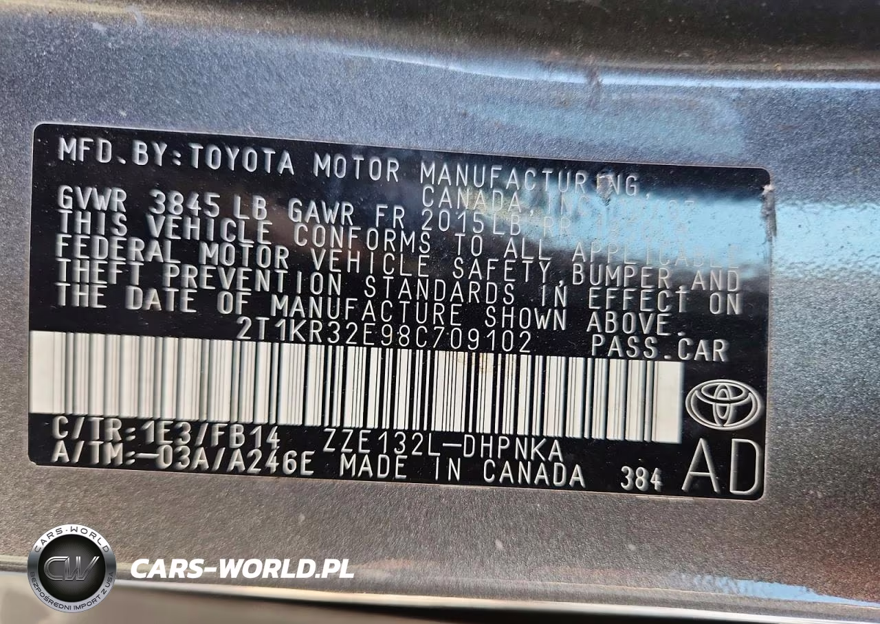 2008 Toyota Matrix Base VIN:2T1KR32E98C709102 - 12