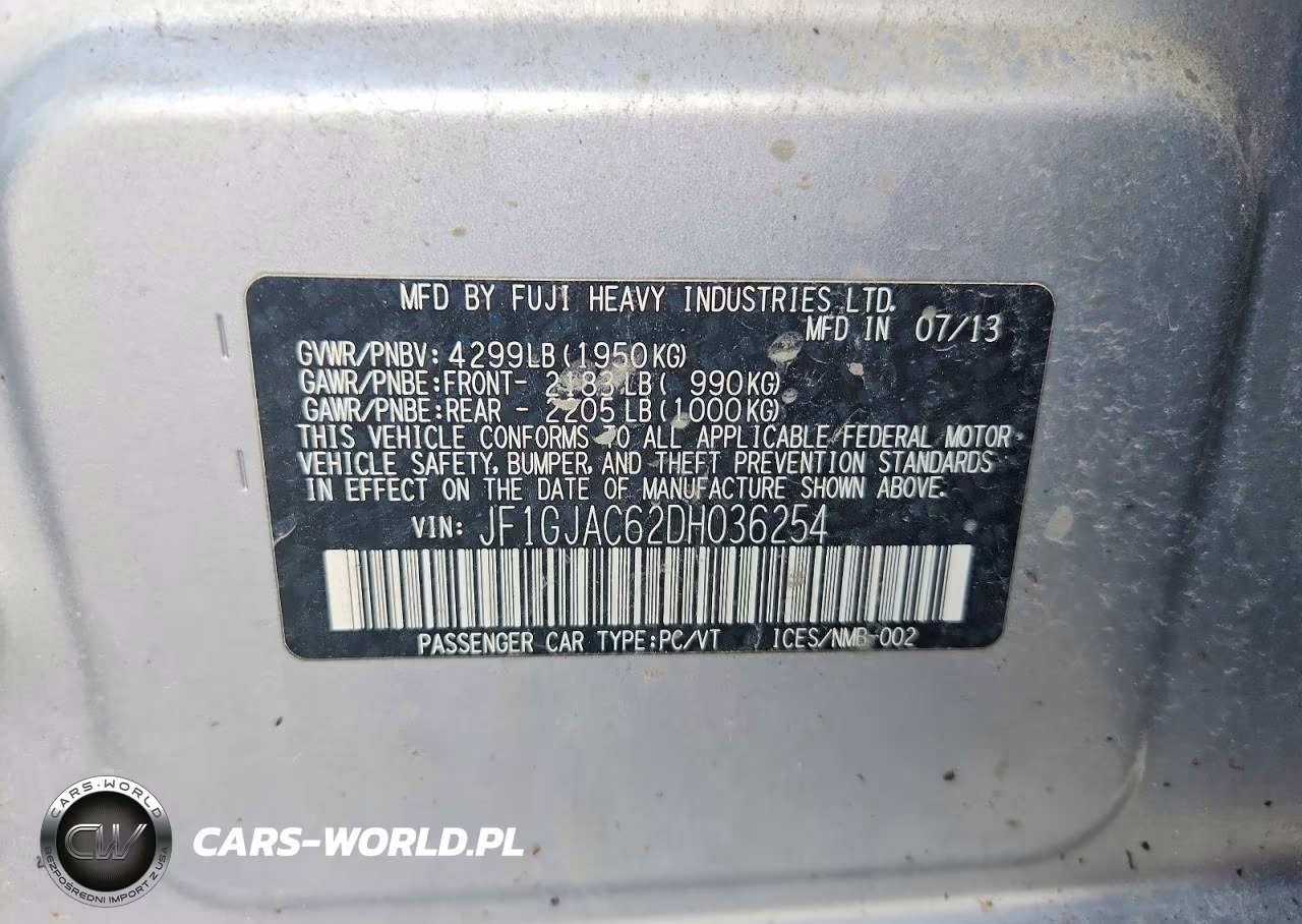 2013 Subaru Impreza Premium VIN:JF1GJAC62DH036254 - 12