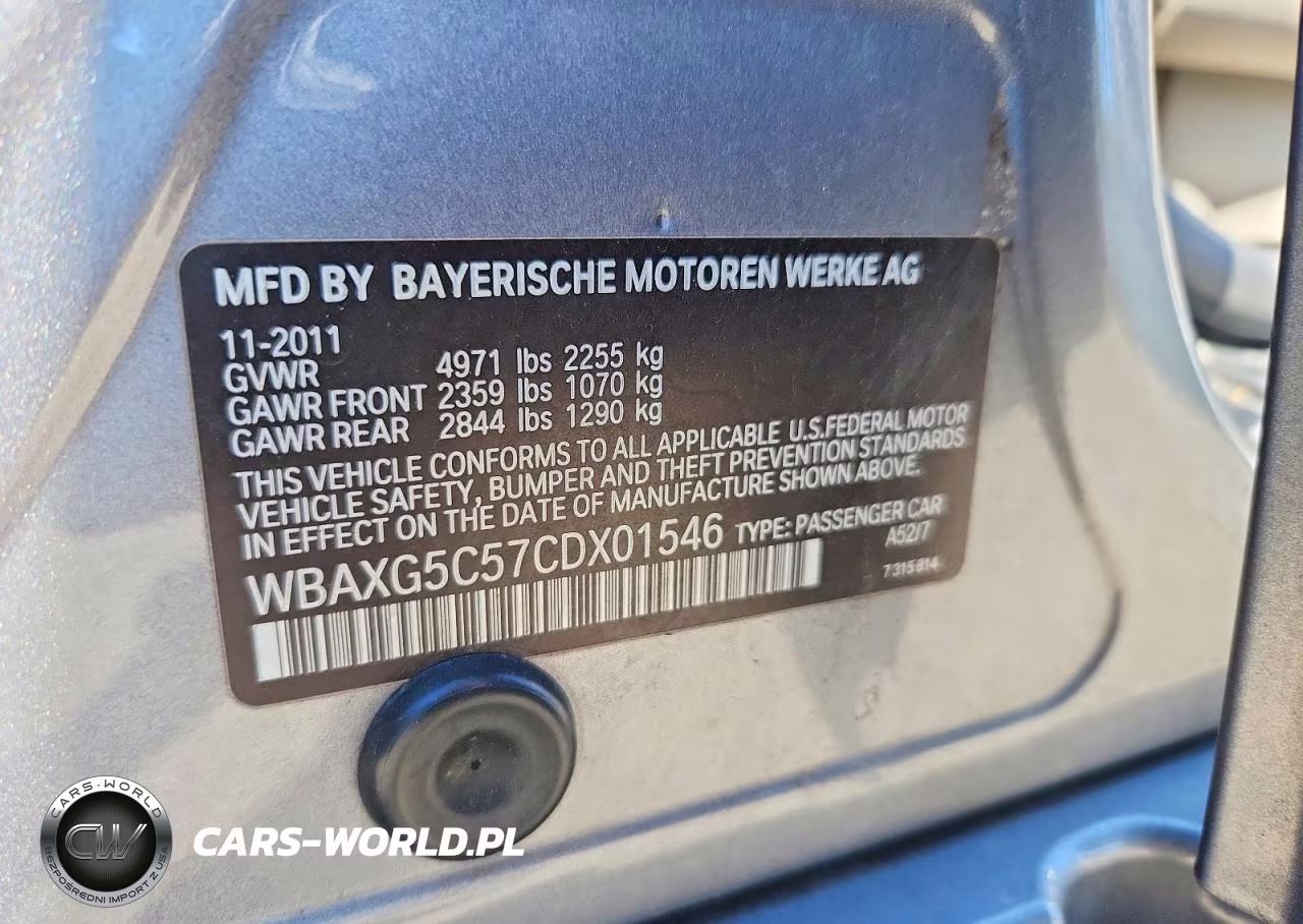 2012 BMW 528 I VIN:WBAXG5C57CDX01546 - 12