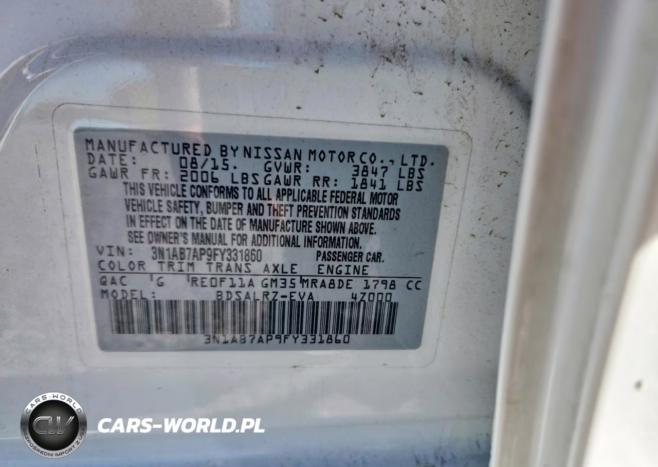 2015 Nissan Sentra Sr VIN:3N1AB7AP9FY331860 - 12