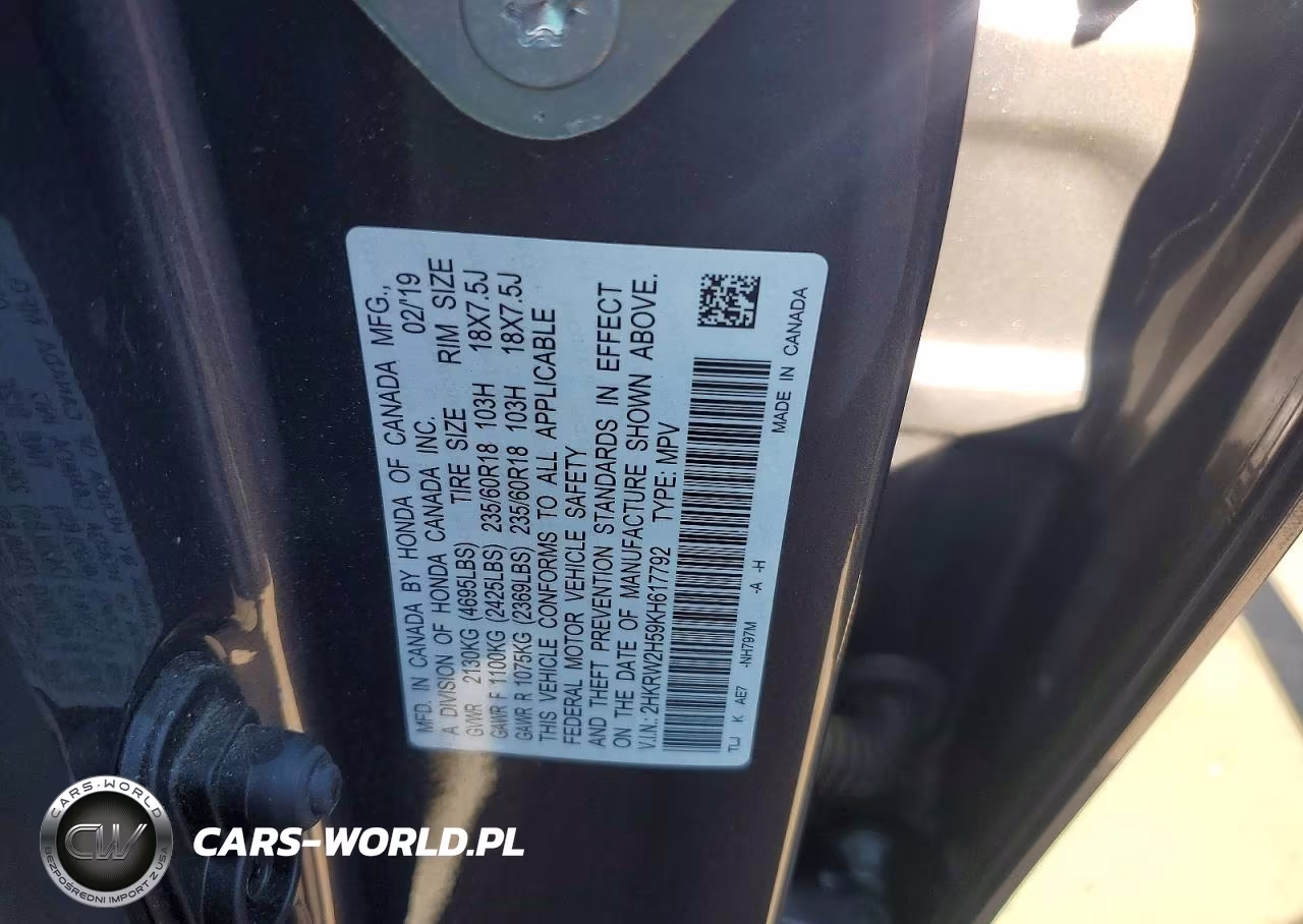 2019 Honda Cr-V Ex VIN:2HKRW2H59KH617792 - 13